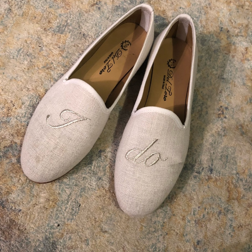 Del Toro I Do Wedding Bridal Linen Loafers Flats - Picture 3 of 8